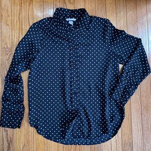 H&M Black & White Polka Dot Button‑Front Blouse  Size S